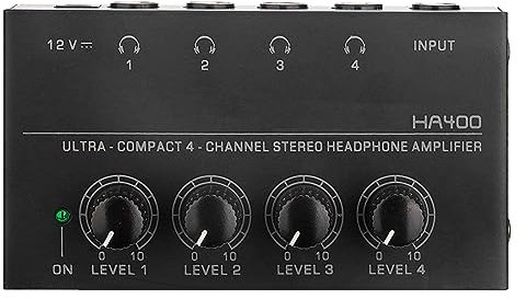 Yuattory HA400 Amplificador de Auriculares Monitor de 4 VíAs Amplificador de Auriculares Amplificador de Auriculares Monitor con Enchufe de la UE