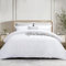 RUIKASI King Size Duvet Cover Sets - Hotel Quality Satin Stripes Duvet Cover with 2 Pillowcases, White Kingsize Bedding Bed Set with Zip Fastening, Ultra Soft Quilt Bed Cover