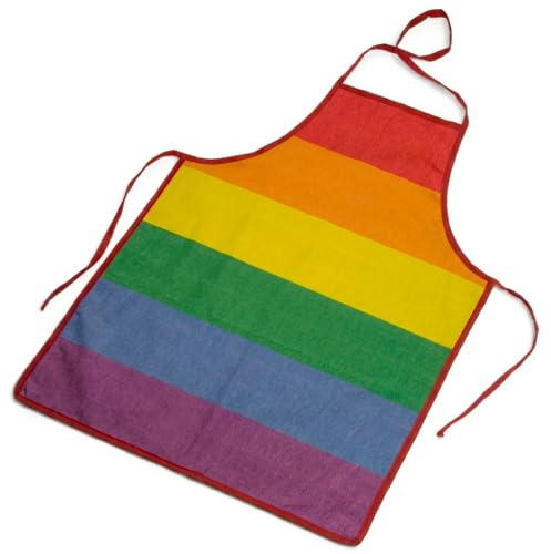 MIJOMA Grillförkläde köksförkläde pride | Färgglatt, regnbågsfärger, 100 % bomull, 55 x 75 cm | Perfekt för gay-pride och kökfeer, Regnbågsfärger, randig, Einheitsgröße, 55 x 75 cm