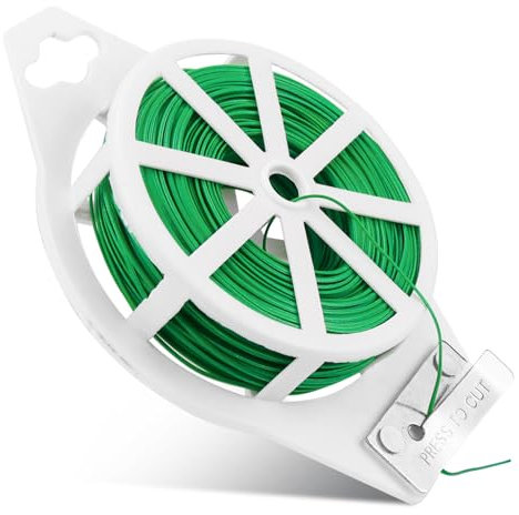 Raxfekro Alambre de encuadernación verde de 100 m, alambre para plantas con filo, alambre para flores, alambre de jardín para jardinería, hogar y oficina soporte de plantas