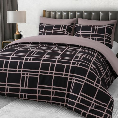 Pamposh Juego De Edredón Super King De Microfibra Cepillada Premium, Funda Nórdica Hipoalergénica Ultrasuave, Tamaño Super King, Juego De Cama De Lujo Sin Planchado con Cierre De Cremallera