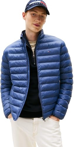 Tommy Hilfiger Cazadora acolchada Packable Frecycled Jacked Relaxed Fit, Azul (Faded Indigo), L