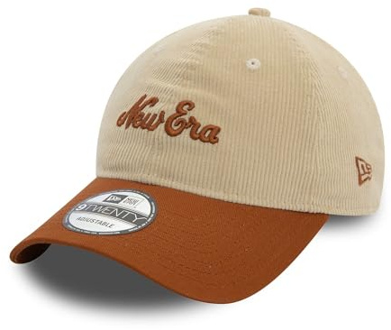 New Era Cap aus Cord zweifarbig unstrukturierte Krone verstellbar gebogener Schirm Kappe beige braun - One-Size