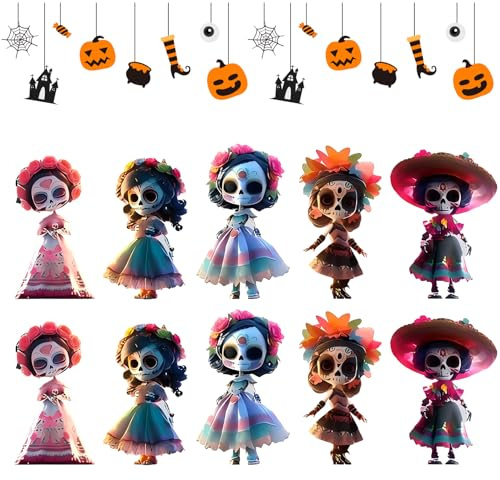 10 Stück Halloween Skelette Anhänger Mit Schnur, Acryl Figuren, Gruselige Puppe, Gothic Deko, Gruselig Halloween Deko Outdoor Und Innen Für Halloweenparty & Spukhaus
