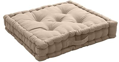Cuscino da pavimento imbottito, 50 x 50 cm, 100 % cotone, Cotone, neutro, 50 x 50 cm