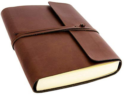 Vietri A5 mittelgroßes Notizbuch aus recyceltem Leder, Handgearbeitet in klassischem Italienischem Stil, Tagebuch A5, Lederbuch (15x21 cm) Braun