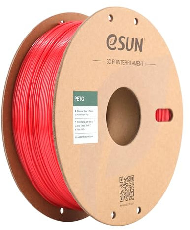 eSUN PETG Filament 1.75mm, 3D Drucker Filament PETG, Maßgenauigkeit +/- 0.05mm, 1kg Spule (2.2 LBS) 3D Druck Filament für 3D Drucker, Solide Rot