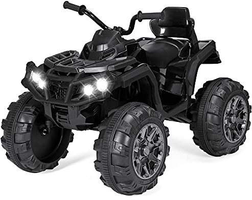 Best Choice Products 12V Kids Ride-On Electric ATV, 4-Wheeler Quad Car Toy w/Bluetooth Audio, 3.7mph Max Speed, Treaded Tires, LED Headlights, Radio - Black