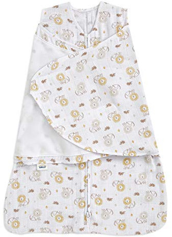 HALO Schlafsack aus 100 % Baumwolle, 3-fach verstellbar, tragbar, TOG 1.5, Löwen, Größe S, 3-6 Monate