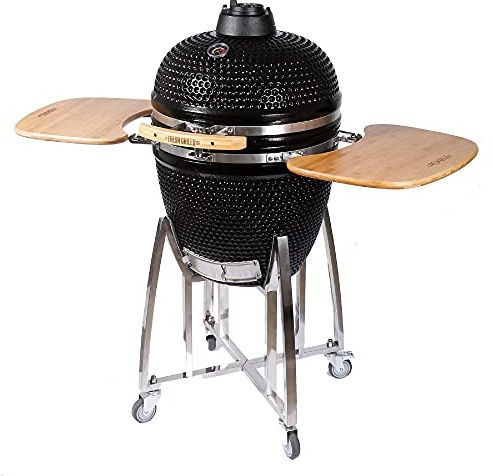 Fresh Grills Ceramic BBQ Grill - Mini Kamado BBQ Oven, Barbecue Grill and Charcoal Smoker with Stand - Portable Oven for Outdoor Cooking and Camping… (21 inch - Mega)