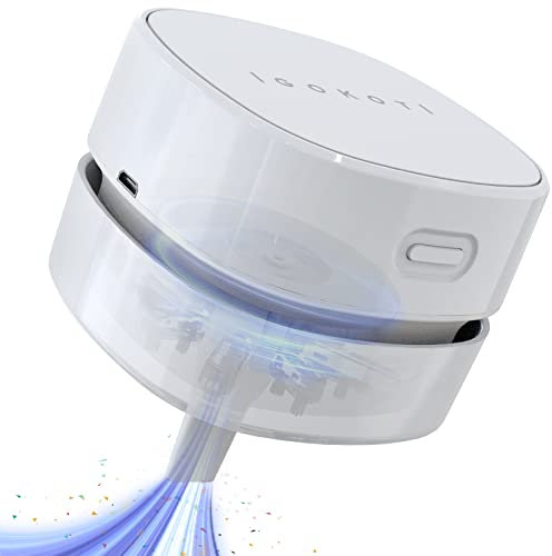 IGOKOTI Mini aspirador de escritorio, aspiradora de escritorio con boquilla, barredora de mesa recargable, diseño desmontable, aspiradora ligera de encimera para teclado y migas de computadora