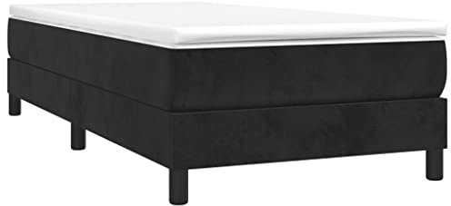 vidaXL Boxspring-sängram svart 90x200 cm sammet