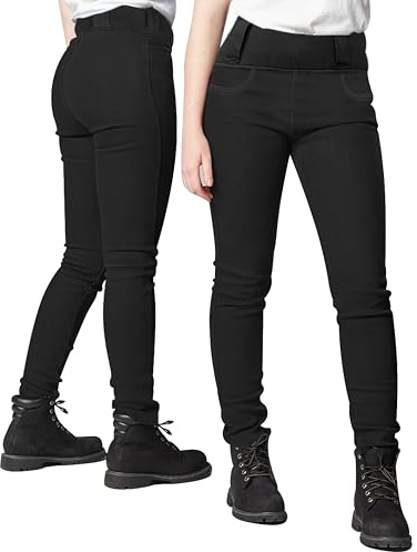 Bikers Gear Motorrad-Leggins für Damen, atmungsaktiv, elastisch, schmale Passform, Biker-Leggins für Damen, mit abnehmbarer Ce-Rüstung, Schwarz , XXL