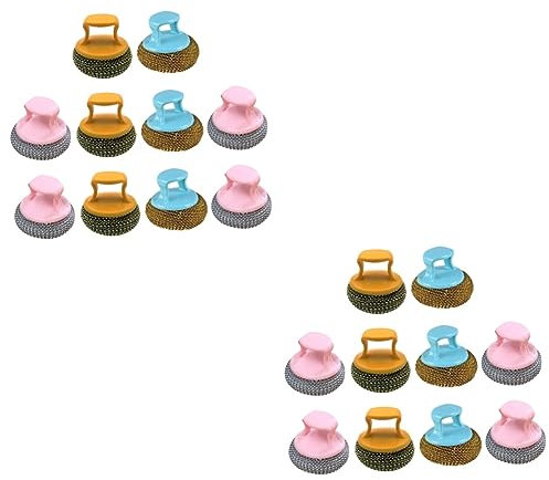 Lurrose 20 STK Kugelbürste Reinigen Abnehmbare Stahldrahtbürste Schwamm Aus Drahtstahl Waschbürste Küchenschwämme Topfreiniger Aus Nylon Spülbürste Aus Stahl Tragbar Antihaftpfanne Plastik