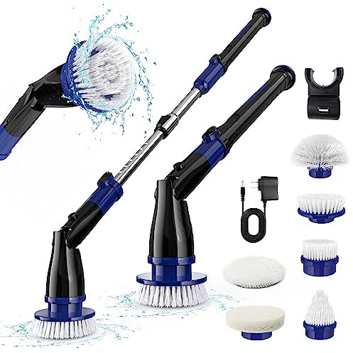 Elektrische Reinigungsbürste, Kabellos Electric Spin Scrubber Elektrischer Schleuderschrubber mit 8 Bohrbürstenköpfen,Fugenbürste Electric Cleaning Brush Fliesenreiniger für Küche Auto Fußboden