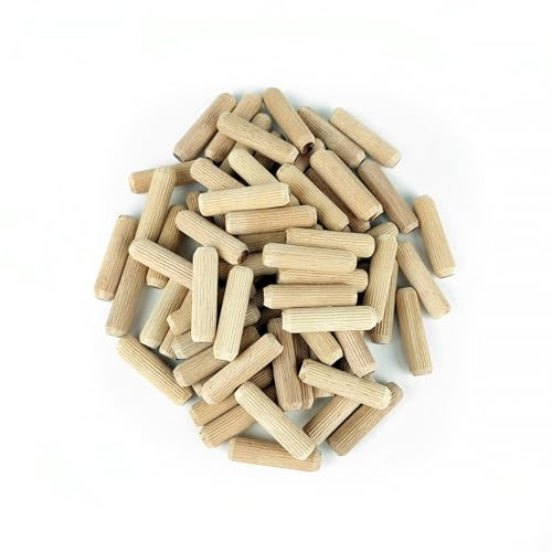 40Pcs Wooden Dowel Pins | Fluted Dowel Pins Made of Hardwood | Easier Insertion Straight Grooved Pins for Furniture Door, Craft, DIY, Carpentry (10mm, 25/64)