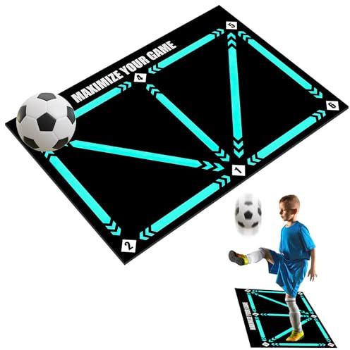Tapis d'Entraînement de Football 60x90 cm, Antidérapant avec Pas de Football, Tapis de Dribble pour Amateurs et Enfants