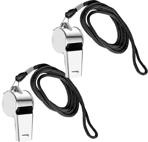 2 Stück Schiedsrichter Pfeife,Trillerpfeife Laut Notfall,Trillerpfeife Schiedsrichter Sportunterricht für Fussball Kinder,Silber Whistle Edelstahl,Sportpfeife für Hundetraining,Trainer,Polizei