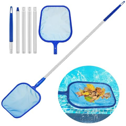 Cohentbliss Pool Kescher mit Teleskopstange 160cm Lang Poolreinigung Pool Kescher Feinmaschig Pool Reinigungsset Teichkescher Feinmaschig für Pool, Spa, Teiche, Whirlpools