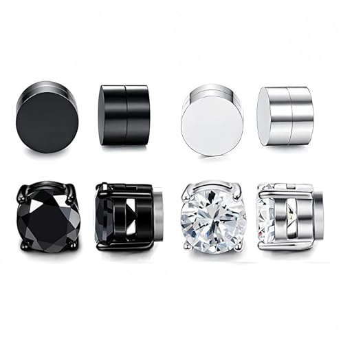 Boucles d'Oreilles Magnétiques Homme Aimantées - 4 Paires 6 mm