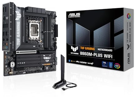 ASUS TUF Gaming B860M-PLUS WiFi B860 LGA 1851 mATX Motherboard, Intel® Core™ Ultra Series 2 Ready, AI PC, 12+1+2+1 80A Stages, DDR5,PCIe 5.0, 3X M.2, Wi-Fi 7, 2.5G LAN, HDMI™, USB 20Gbps Type-C®