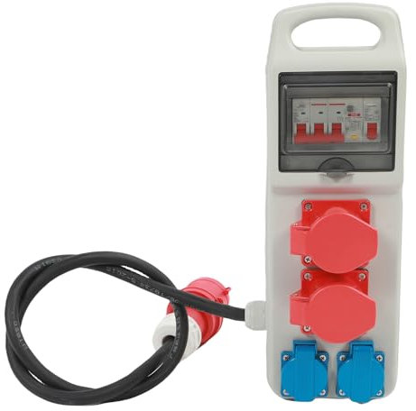 Power Distribution Box 1P 20A Circuit Breaker 2 16A Sockets and 2 16A 5 Cores 3 Phase Sockets Portable Water Proof Industrial Socket Box