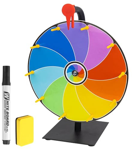 Mineup Ruleta de La Suerte, 30 cm Rueda de la Fortuna de para Bricolaje, 10 Ranuras Ruleta de Juego con Borrador y Marcador, Rueda de premios giratoria para Fiestas, Pubs, Ferias y Carnavales