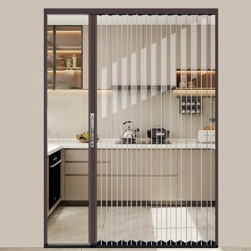 Puerta Corredera Plegable Puerta Plegable De Acrílico Transparente Con Marco De Aluminio, Puerta Corrediza Tipo Acordeón, Puertas Interiores Para Entrada, Puerta Plisada Transparente Con Cerradura(Bro