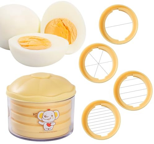 Cortador de Huevos Cocidos - Cortadora Multiusos 4 en 1 para Huevos Rellenos | Herramienta Manual Robusta Picadora y Ralladora para Alimentos Como Cebolla Ensalada Patata Tomate Cocina Hogar