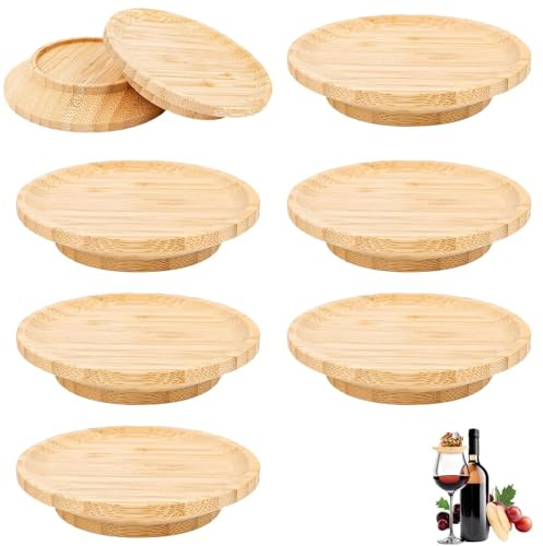 8 Piezas Tapa de Madera para Copa de Postre, Tapa Copas, de Wood para Copas de Vino, Copa de Vino Topper Madera, Adecuado para Accesorios de Fiesta, Bandejas de Aperitivos y Postres.