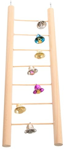 Hemobllo Échelle en Bois pour Hamster et Perruche, Jouet d'escalade Suspendu 30 Cm, 7 Barreaux, Escalier Naturel, Accessoire Cage Oiseaux et Rongeurs, Entraînement Animaux Petits Oiseaux