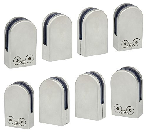 Discoball - 8 pinzas de sujeción para ventanas, balaustradas y pasamanos de escaleras de cristal - Acero inoxidable 304-6–8 mm