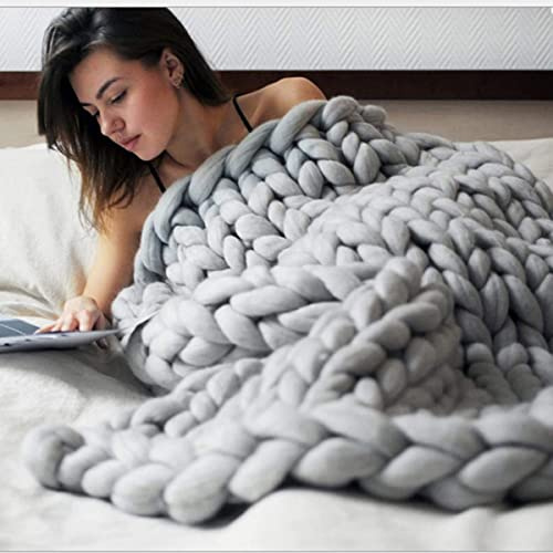 Super Chunky Knit Blanket, Handstickad Super Soft Giant Yarn Throw, Merino Wool Blanket, för Neutral Home Farmhouse Couch Sofa Bänk Säng