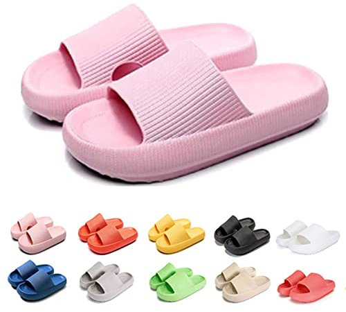 Pummy Hausschuhe, Cozy Slides Original Cloud Slippers Schlappen Damen Badelatschen Herren (Pink, Erwachsene, 36, Numerisch (von/bis), EU Schuhgrößensystem, 37, Breit)