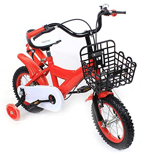 RainWeel Vélo pour enfant 12 pouces garçon fille avec roues stabilisatrices, double freins, vélo débutant (rouge)