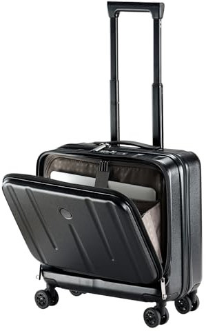TydeCkare 16 Handgepäck-Aktenkoffer mit 2 Laptopfächern, Leichter Hartschalen-ABS+PC-Koffer mit leisen Spinner-Rollen, für Pendeln zur Arbeit oder Geschäftsreise, Schwarz