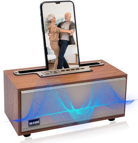 Altoparlante Bluetooth con canale audio 2.1, doppio driver per bassi profondi da 5 W, stereo a 360°, radio FM e Bluetooth 5.3, portatile ed elegante con tempo di riproduzione prolungato, ideale per