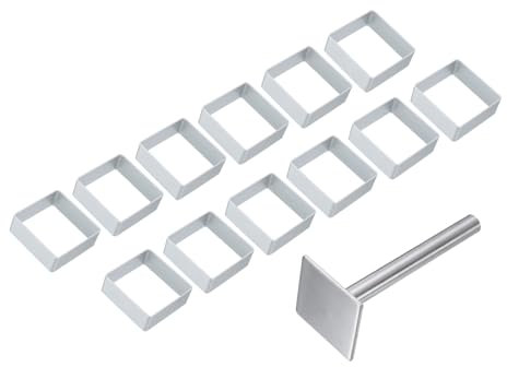 sourcing map 13Pcs Metal Cookie Cutters Set, Aluminum Alloy Cookie Cutter Cookie Baking with Press Stamp for Making Cake Fondant Biscuit Sandwich, Silver Square