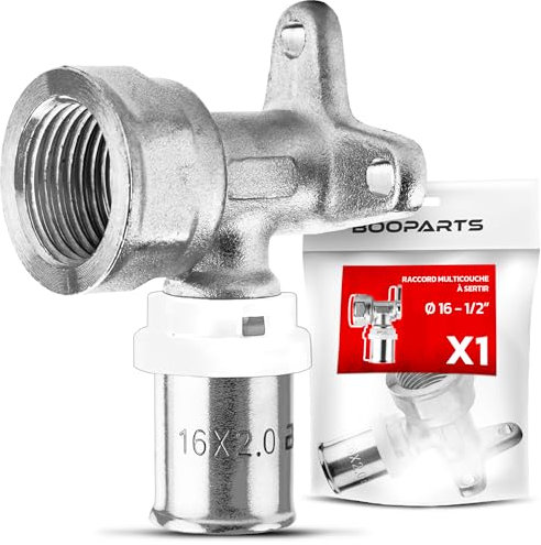 BOOPARTS – Console Murale à Sertir Ø16–1/2 (15/21) Contour TH : Raccord Femelle en Laiton pour Tuyaux Multicouches | Sortie Murale Fiable et Étanche