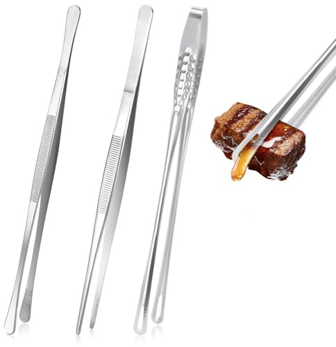 Alitree Pinzas De Cocina Profesionales, Acero Inoxidable De Precisión 30 CM 3 Piezas Con Punta Apuntado Y Punta Redonda, For Barbacoa, Mariscos, Servir, Hornear, Postres, Ensaladas, Espaguetis