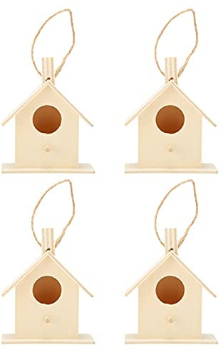 Nichoir à Oiseaux en Bois, nid d'oiseau de Style Rural, nichoir décoratif Bricolage avec Corde Suspendue, cabane en rondins naturels pour Patio de Jardin, Cadeau Parfait pour Les
