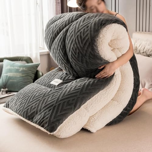 Calda Trapunta in Cashmere, Trapunta in Pile Double-Face Spessa Calda, Piumino Matrimoniale Invernale Caldo, Coperta per Biancheria da Letto Domestica,008,200x230cm(3kg)