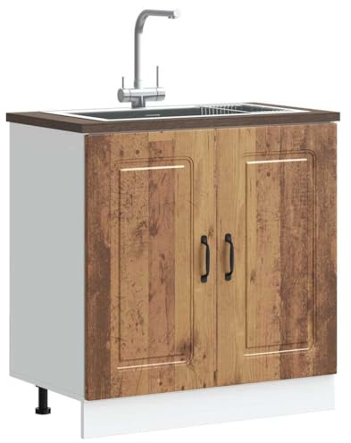 Genérico Mueble bajo para Fregadero Kalmar Madera Vieja 80x46x81,5 cm,Mobiliario,Armarios y Almacenamiento,Armarios de Cocina,853455