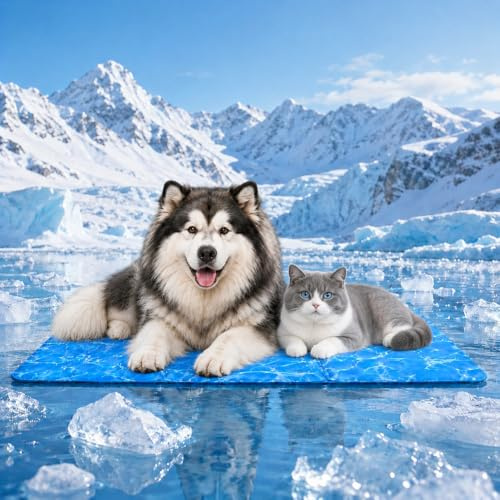 Tappetino rinfrescante per cani e gatti (120*80cm), tappetino per cani in gel, tappetino per cani in tessuto Oxford, tappetino rinfrescante per cani auto-raffreddante, extra spesso, coperta