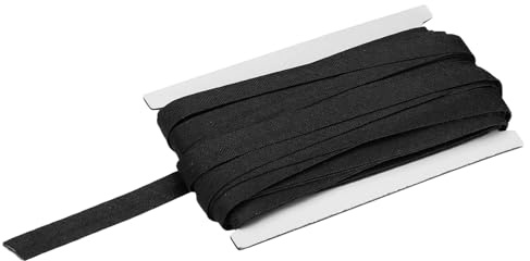 QUARKZMAN Cinta De Sesgo Doble Plegada 1/2 Pulgada X 15 Yardas Cinta De Lino De Algodón Para Costura Manualidades DIY Negro