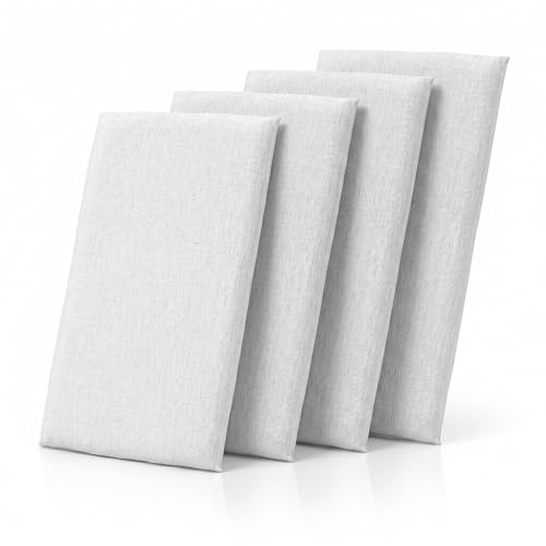 RANJIMA Polsterpaneel rechteckige 4 Stück 40x20cm Wandkissen Weiß Bettkopfteil Wandpaneel Selbstklebend Wandpolster Paneele für Wand Deko Schlafzimmer Kinderzimmer Büro Akustik Wandverkleidung
