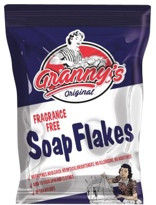 Granny’s Original Soap Flakes 425g – Pure Vegan Fragrance Free Laundry Detergent – Hypoallergenic, No Bleach, No Additives – Natural Soap for Sensitive Skin, Wool & Delicates (1)