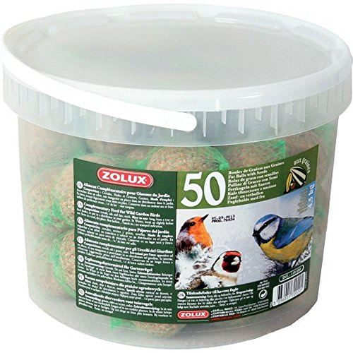 Zolux Boules de Graisse Seau de 50 pièces Aliment pour Oiseaux, Multicolore, Unique