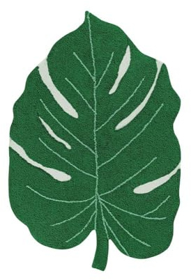 Lorena Canals Waschbarer Teppich Monstera, Baumwolle, Grün, 120 x 160 x 30 cm