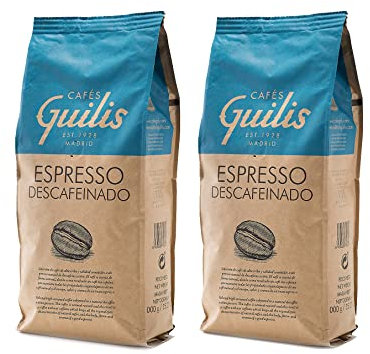 CAFES GUILIS DESDE 1928 AMANTES DEL CAFE Caffè Decaffeinato in grani - Alta qualità chicchi di caffè i 100% Arabica 2 Kg